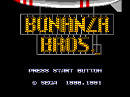 Bonanza Bros title screen for Sega Master System